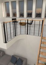Balustradă de parapet cu corzi inferioare și balustradă din lemn dreaptă - imagine 2