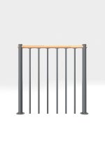 Balustradă de parapet cu bare verticale și balustradă din lemn dreaptă