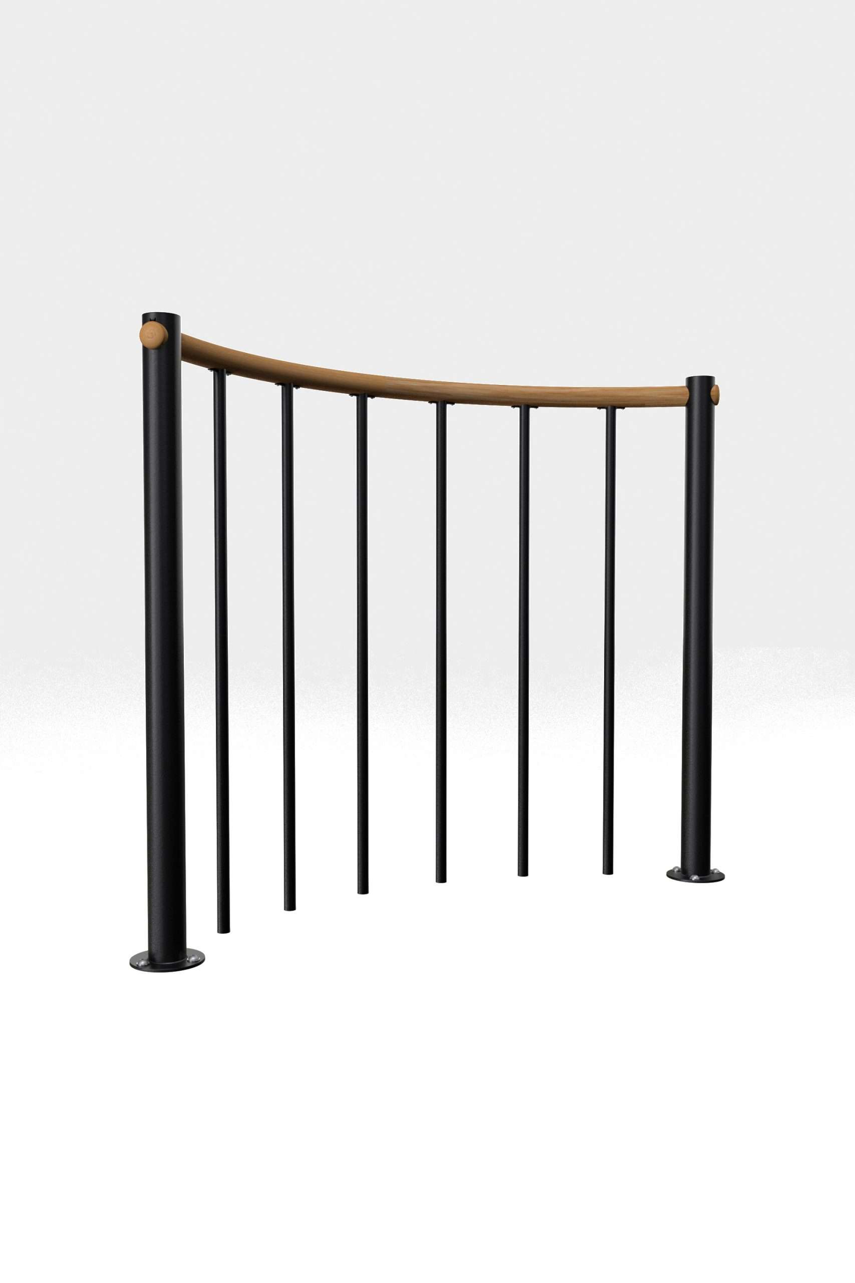 Balustradă de parapet cu bare verticale și balustradă rotundă din lemn