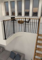 Balustradă de parapet cu bare verticale și balustradă din lemn dreaptă - imagine 2